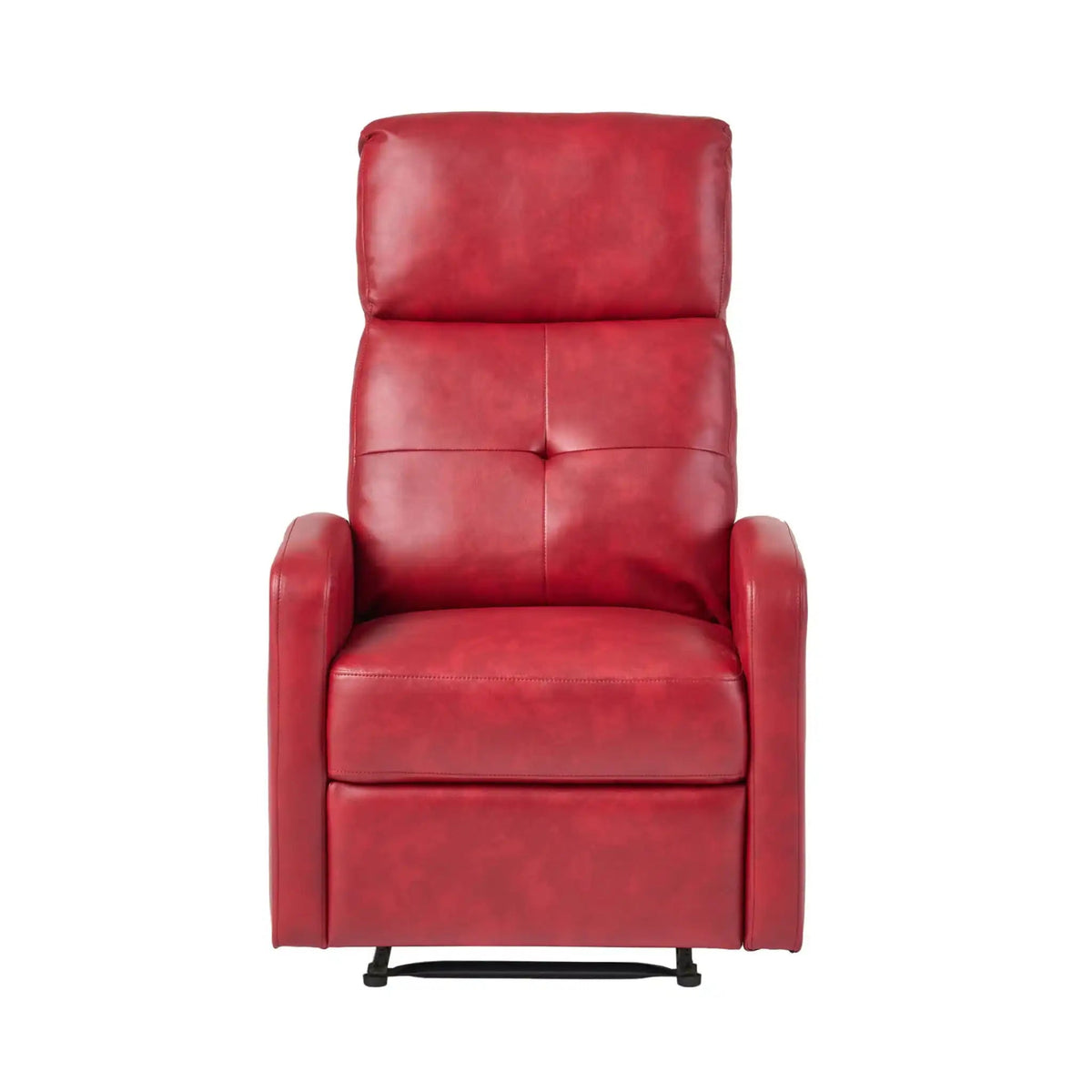 Contemporary Recliner Chair with Push Back Function - Red