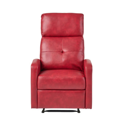 Contemporary Recliner Chair with Push Back Function - Red