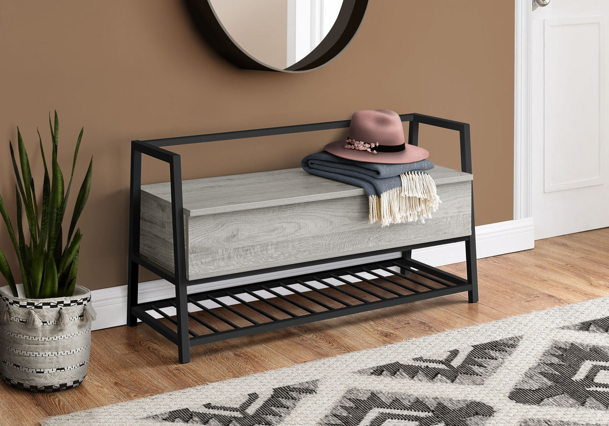 Rectangular Storage Bench with Flip-Top Storage - Gray or Light Brown