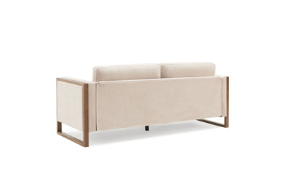 Modern 3-Seater Sofa with Solid Wood Legs - Beige or White