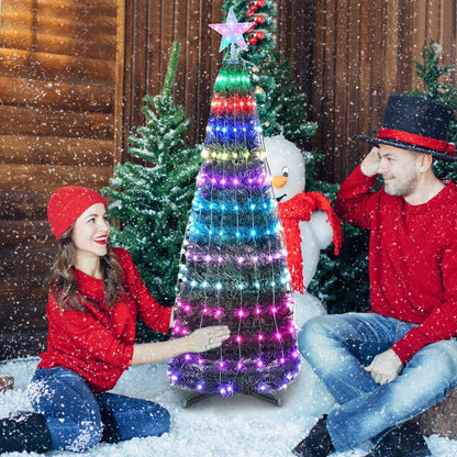5.9FT 234Pcs LED Lights Collapsible Christmas Tree Light with Remote App Control IP65 Waterproof Customized Multi-Color Mode Timer Setting Work with A