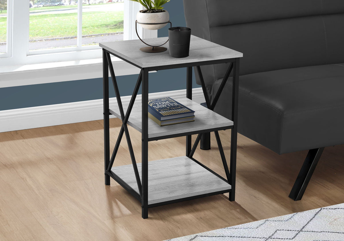 3 Tier Accent Table with Marble Look Top - White, Light Brown, Gray, Black