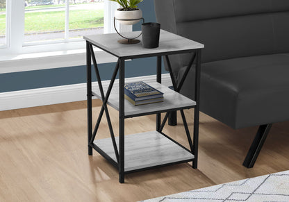 3 Tier Accent Table with Marble Look Top - White, Light Brown, Gray, Black