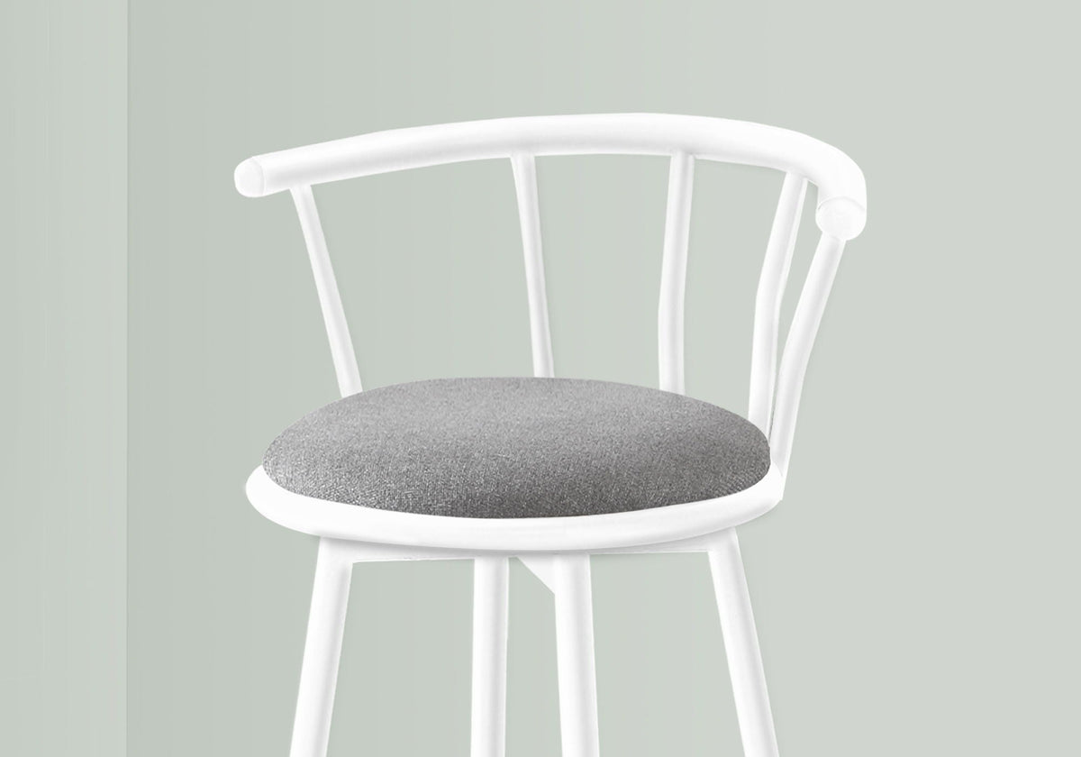 Contemporary Modern Swivel Bar Stool Set with Full Back - White or Pearl Silver