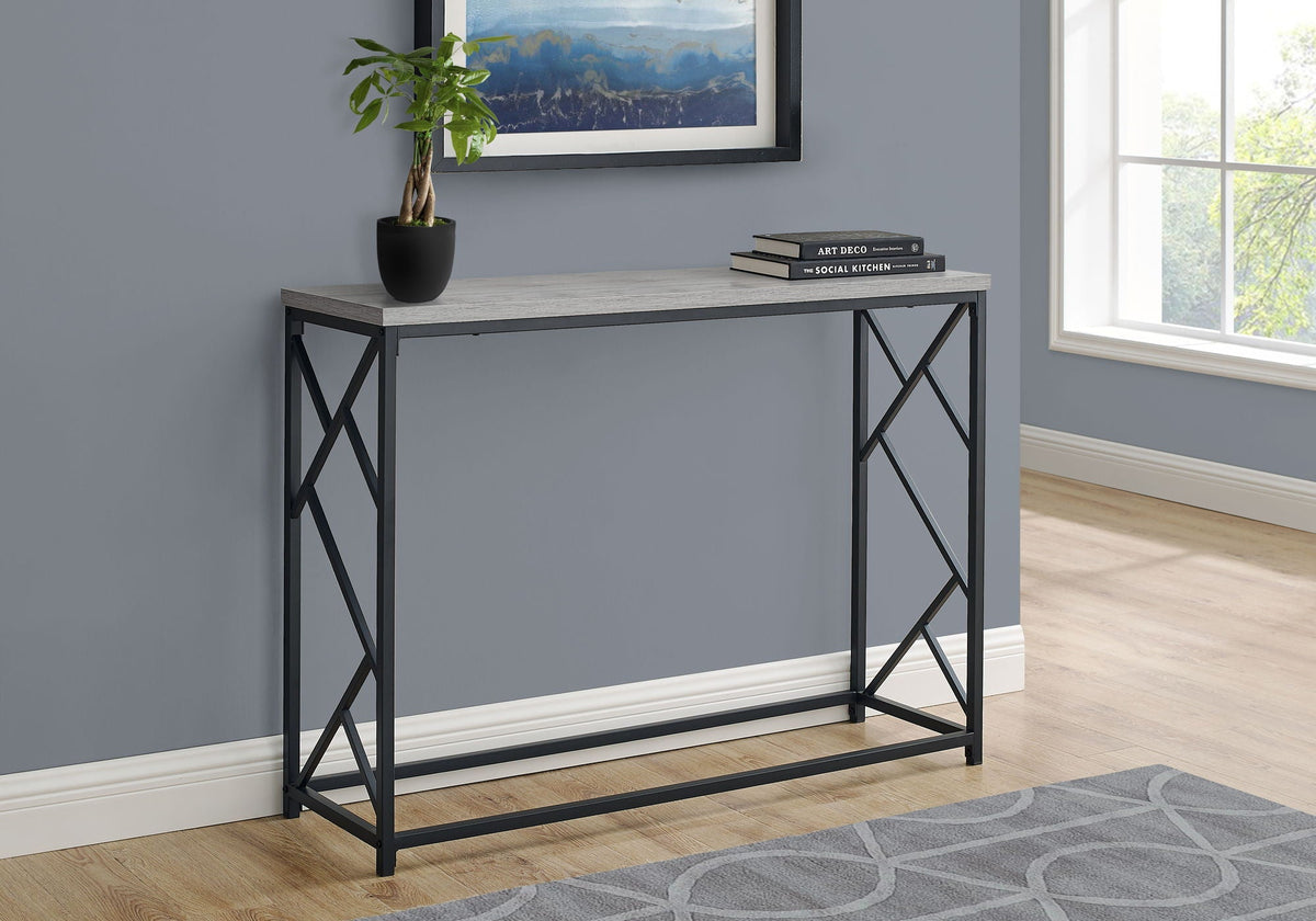 Modern Wood Look Console Table with Metal Frame - Dark Brown, Light Brown, or Dark Gray