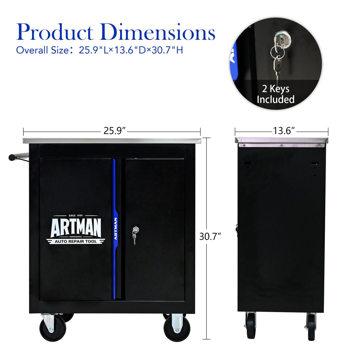 Lockable Double Door Storage Locker with Double Doors - Steel