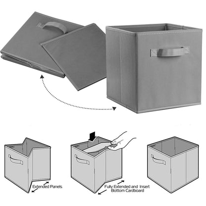 iMounTEK 4 Pack Foldable Storage Cube Bins Cloths Closet Space Organizer Basket Shelves Box for Clothes Toys Books Cabinet