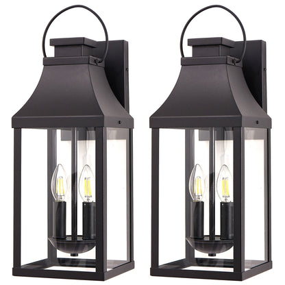 20" Outdoor Wall Light 2-Pack with Tempered Glass - Black