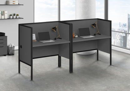 Commercial Grade Office Cubicle Desk with Privacy Panel - Dark Gray or White