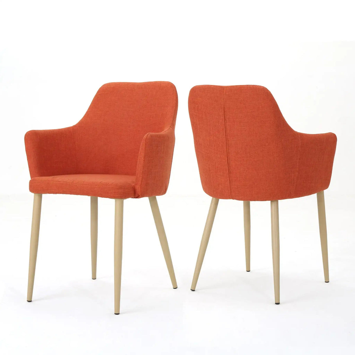 Elegant Dining Chair with Contoured Support - Orange, Dark Gray, Green