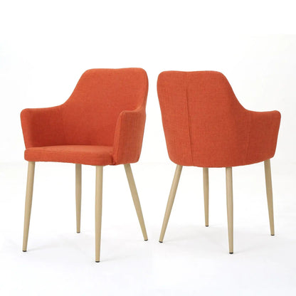 Elegant Dining Chair with Contoured Support - Orange, Dark Gray, Green