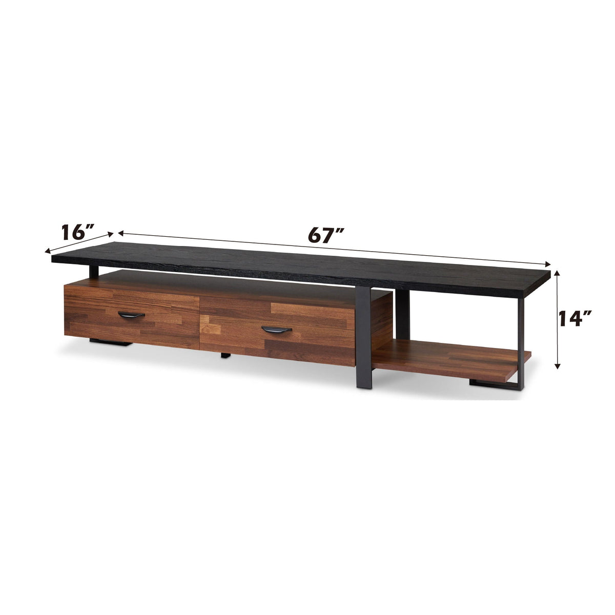 Elling TV Stand with Black Metal Legs - Walnut / Black