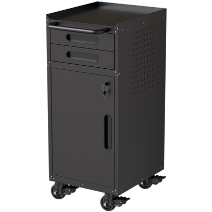 Heavy Duty Rolling Tool Cabinet with Lockable Drawers - Black