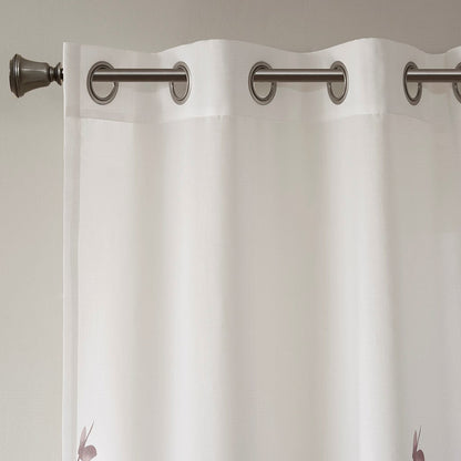 Burnout Printed Curtain Panel with Silver Grommets - Semi-Sheer