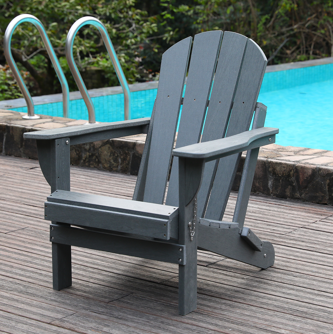 Adirondack Folding Chair with Dual Cup Holders - Grey