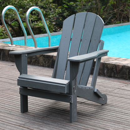 Adirondack Folding Chair with Dual Cup Holders - Grey