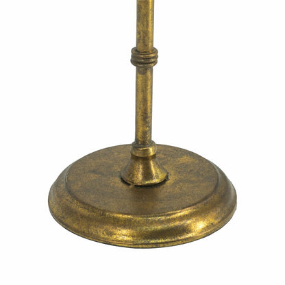 Vintage Inspired Gold Iron Table Clock with Pedestal Design - Gold