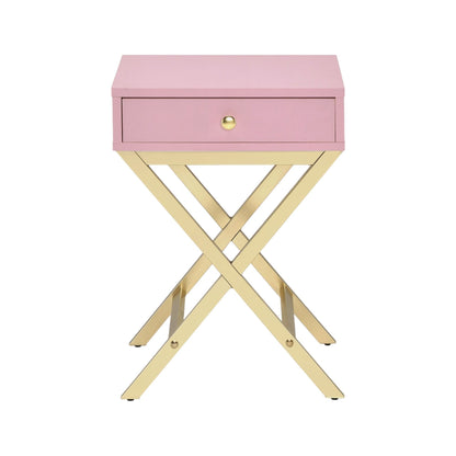 Coleen Elegant Design Accent Table with Drawer - Black, Pink or White