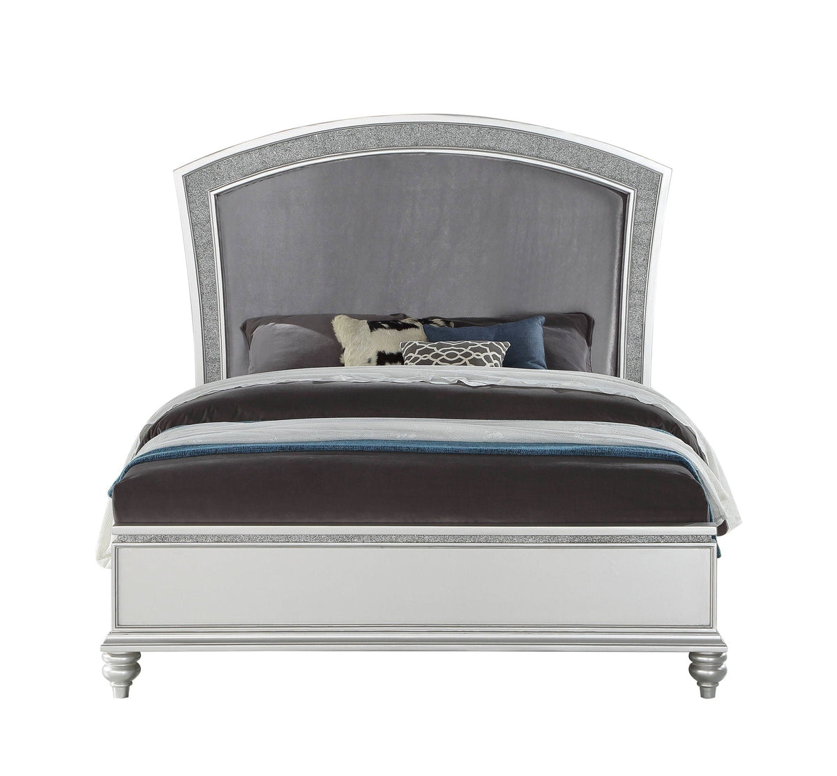 Maverick Panel Bed with Rhinestone Inlay - Gray