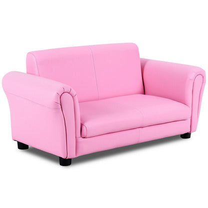 Soft Kids Double Sofa with Ottoman-Pink