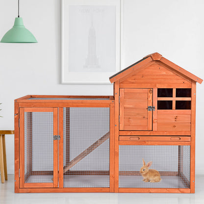 Outdoor Wooden Rabbit hutch-Natural