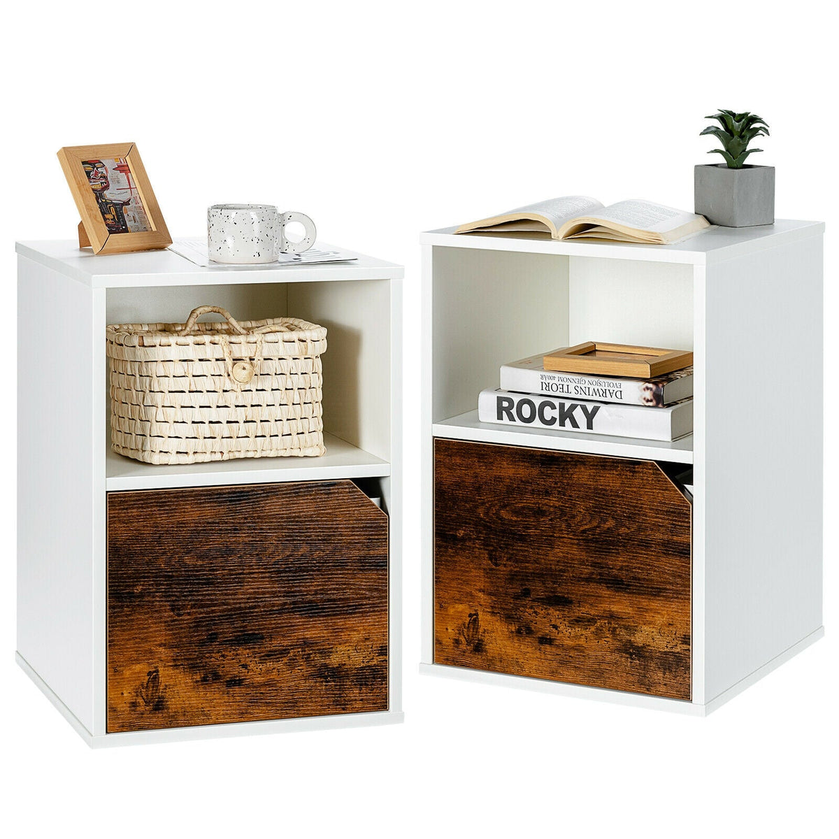 Set of 2 Nightstands Side End Table for Living Room