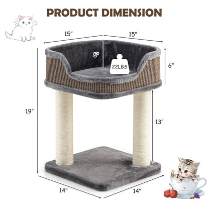 Multi-Level Cat Climbing Tree with Scratching Posts and Large Plush Perch