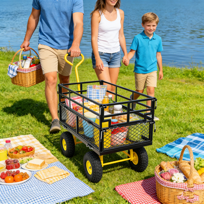 Outdoor Wagon Cart with Metal Frame - Green