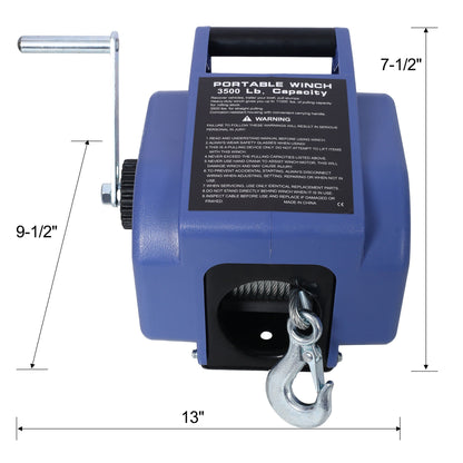 Reversible Electric 12V Trailer Winch with Galvanized Wire Rope - Blue