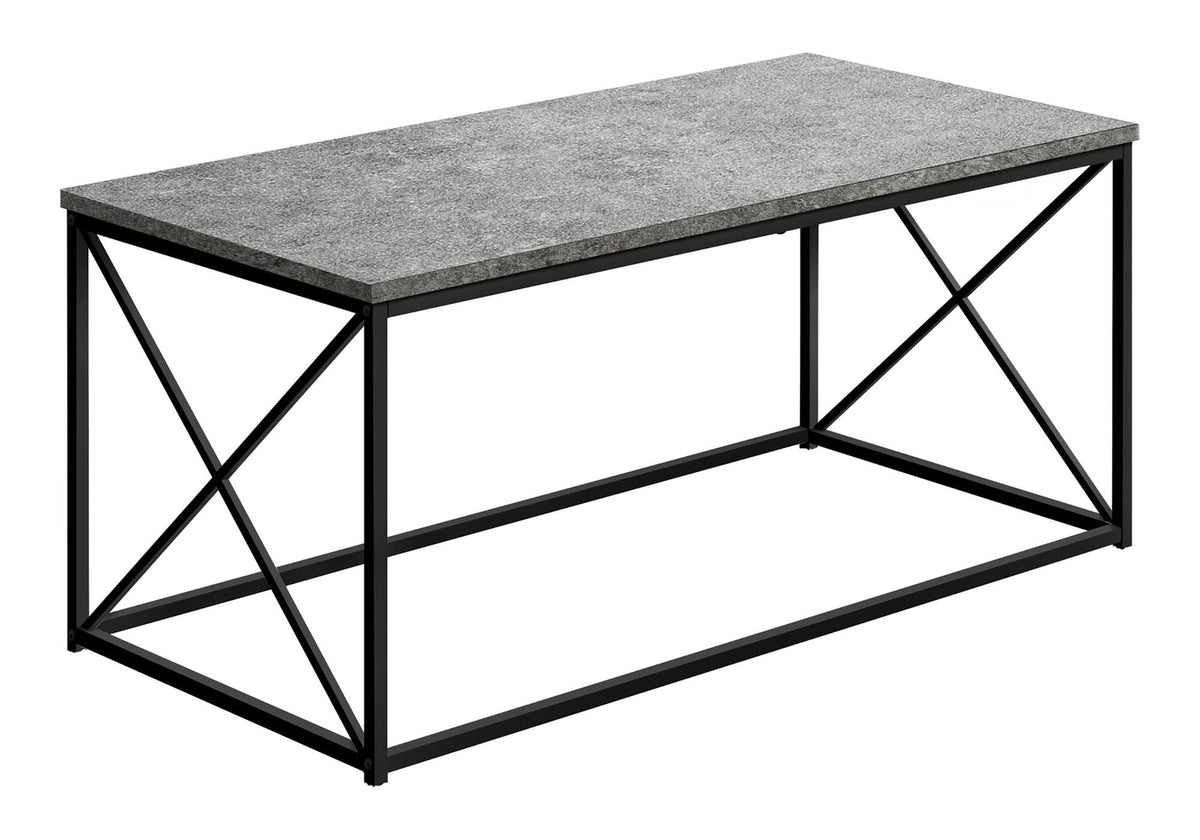 Rectangular Coffee Table with Metal X-Base - Light Brown, Dark Gray, or Black