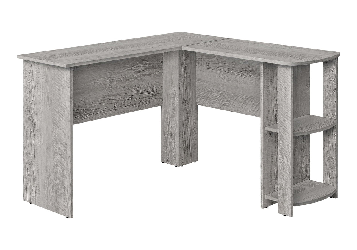 L-Shaped Corner Computer Desk with Storage Shelves - Wood Finish