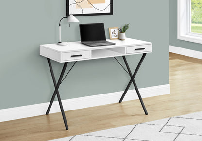 Contemporary Computer Desk with Storage Drawers - Metal & Wood