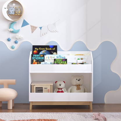 3 Tier Toddler Book Display Shelf with Storage - White