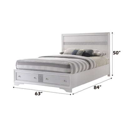 Naima Elegance Queen Panel Bed with Optional 2-Drawer Storage - White