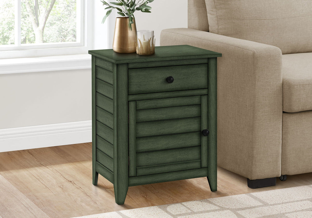 Accent Nightstand with Storage Drawer - Transitional Style - Black, Gray or Dark Green