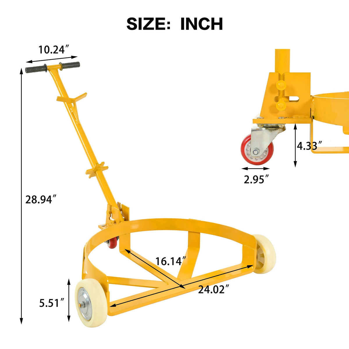 Steel Drum Dolly with Wheels - 55 Gallon Capacity