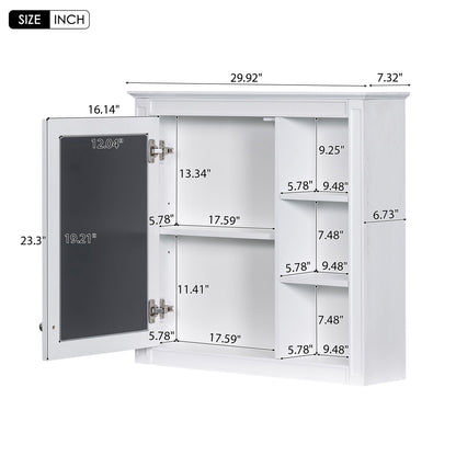 Wall Mounted Medicine Cabinet with Mirror and 3 Open Shelves - Multiple Colors