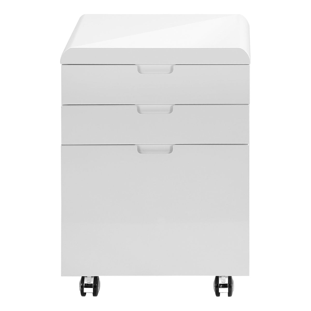 White Wood Rolling File Cabinet with Locking Storage Drawers - White