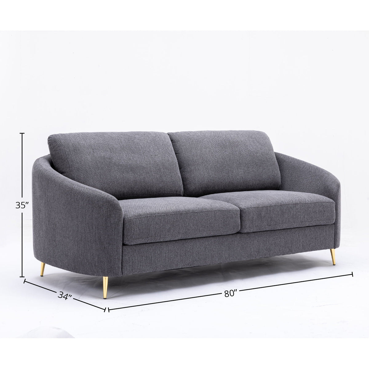Yuina Linen Sofa with Chrome Legs - Dark Gray