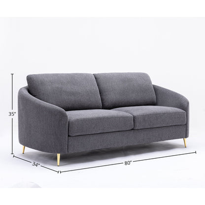 Yuina Linen Sofa with Chrome Legs - Dark Gray
