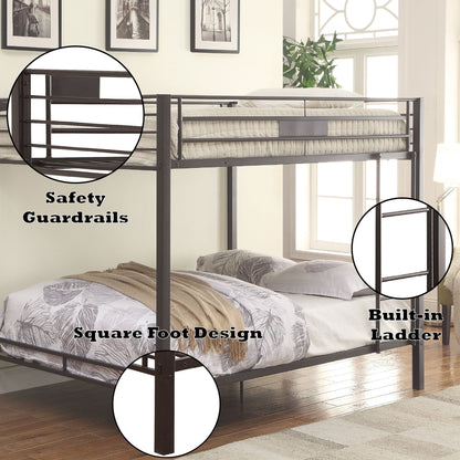 Limbra Spacious Design Double Bunk Bed with Metal Frame - Black or Dark Brown
