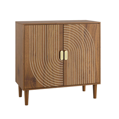 Line Groove Buffet Cabinet with Ample Storage - Brown