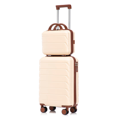 Beige 2-Piece Spinner Luggage Set with Hard Shell - Beige