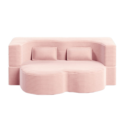 Convertible Foam-Filled Sleeper Sofa Bed with Two Pillows - Fabric