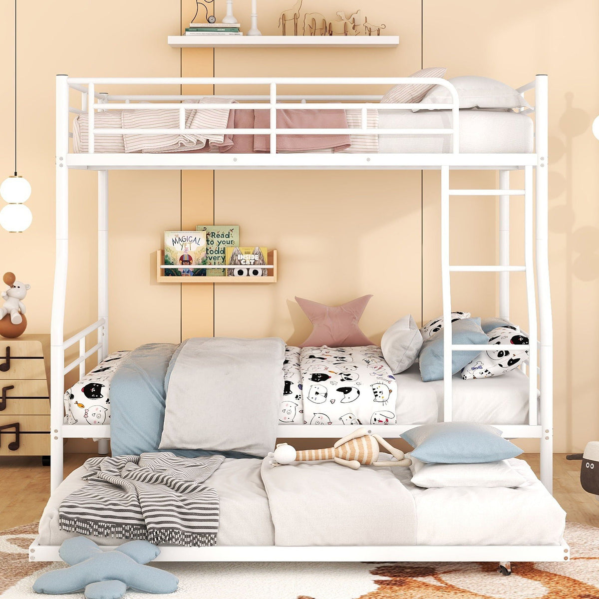 Steel Construction Bunk Bed with Convertible Design - Multiple Colors