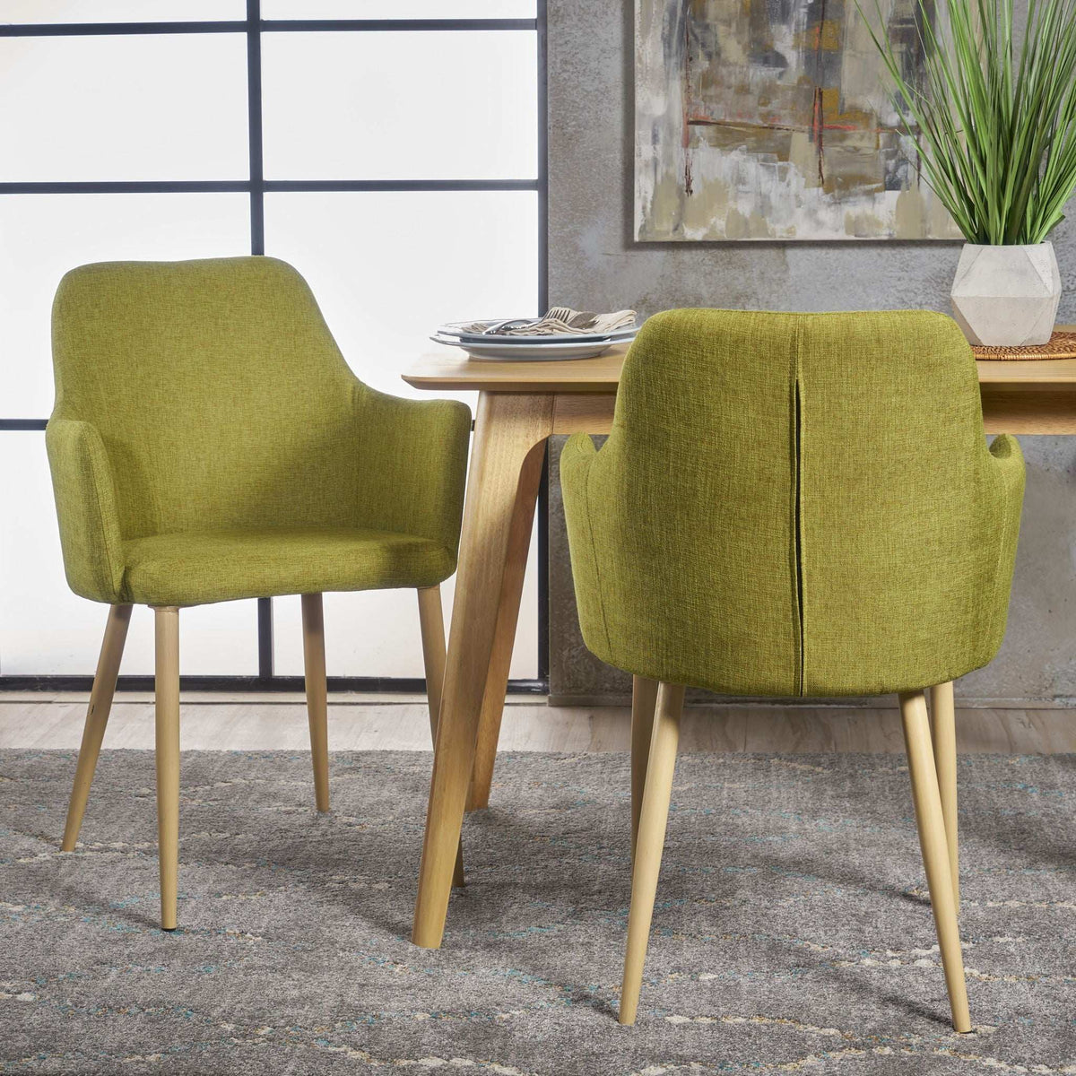 Elegant Dining Chair with Contoured Support - Orange, Dark Gray, Green