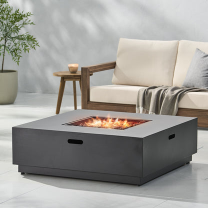 39'' Square Iron Fire Pit with 50,000 BTU Heating - Dark Gray