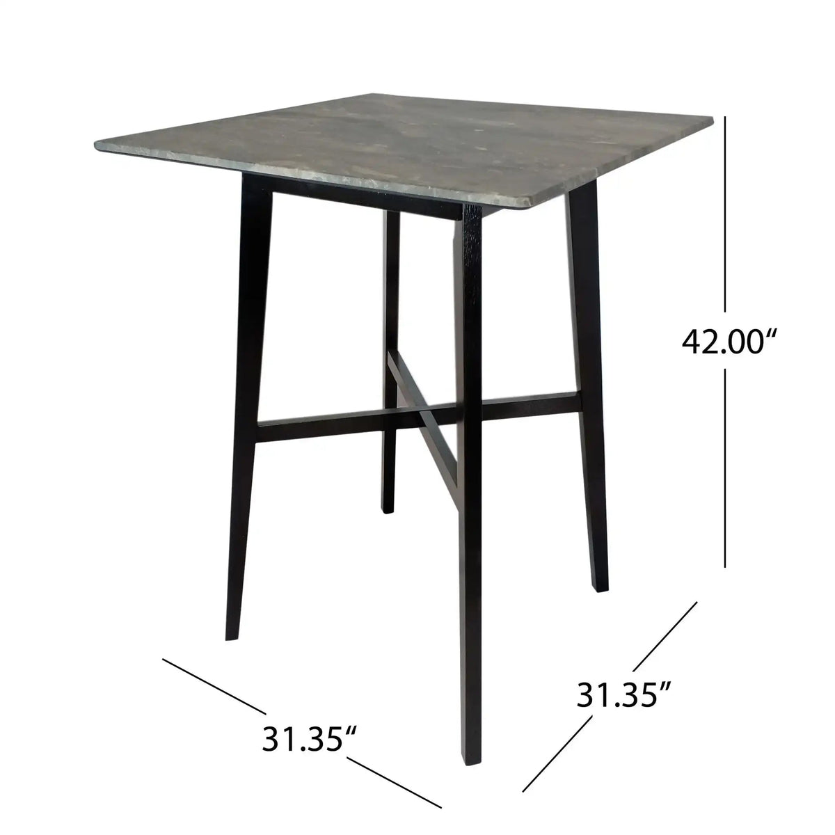 Modern Bar Height Dining Table with Rubberwood Legs - Dark Gray