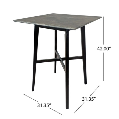 Modern Bar Height Dining Table with Rubberwood Legs - Dark Gray
