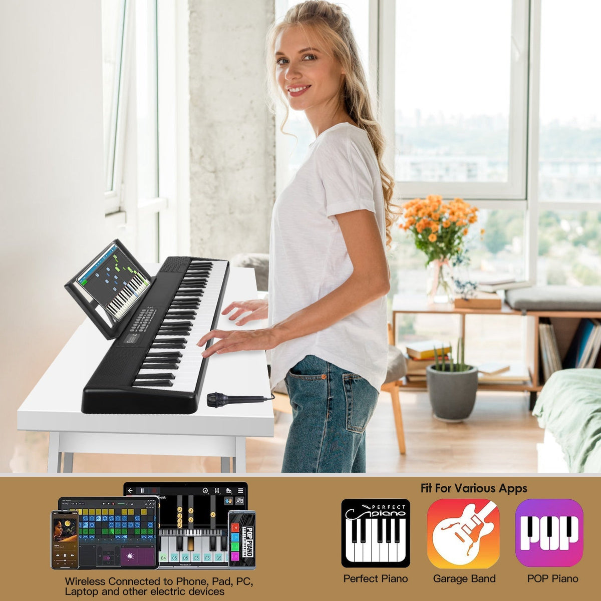 GBruno 61Keys Foldable Electronic Piano Keyboard